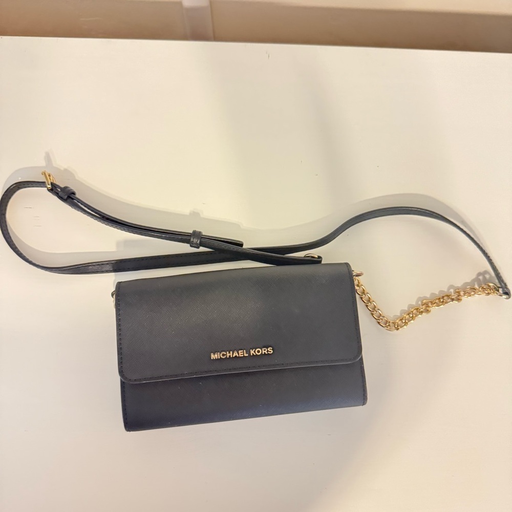 Michael Kors Black Crossbody Bag with Gold Chain